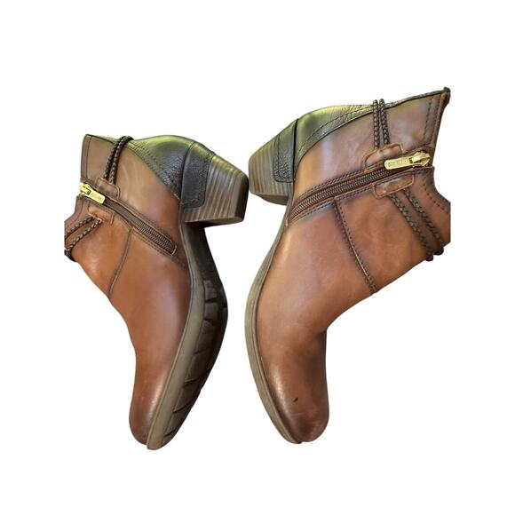 Pikolinos Womens Rotterdam Boot Size 38 7.5 Brown Leather Block Heel Bootie - Picture 5 of 7